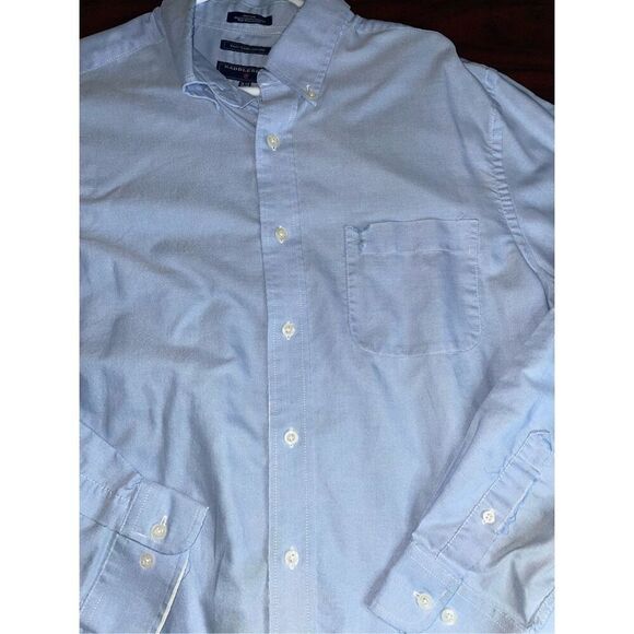 Saddlebred Easy Care Oxford Blue Mens Button Up Long Sleeve Size 16.5 Neck - Picture 2 of 10
